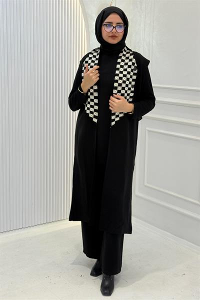 Dama Desen Yelek Siyah OTW113