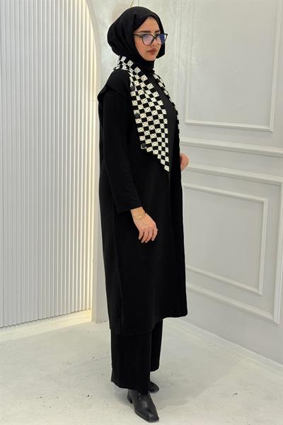 Dama Desen Yelek Siyah OTW113