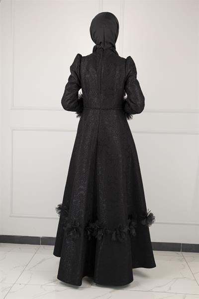 DANTEL ABİYE ELBİSE Siyah OTW44139