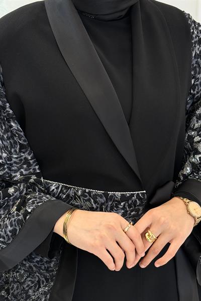 Desenli Büyük Beden Pantolonlu Takım Siyah OTW45844