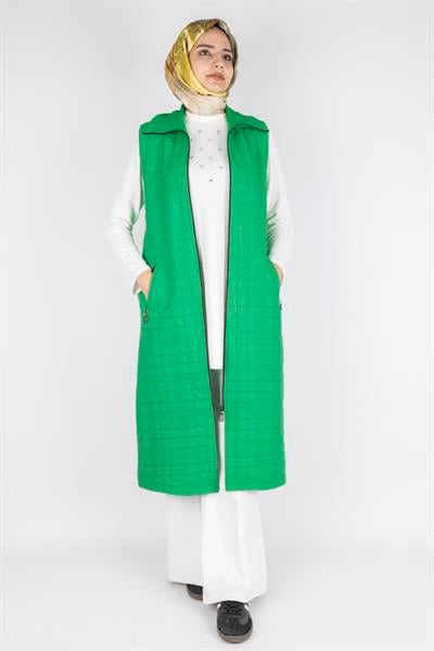 Dik Yaka Kapitone Uzun Kapüşonsuz Yelek Benetton OTW4030