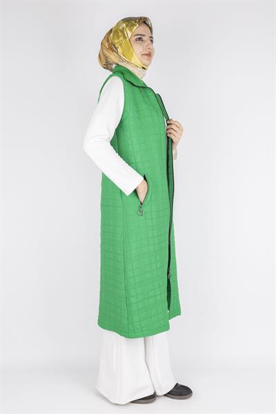 Dik Yaka Kapitone Uzun Kapüşonsuz Yelek Benetton OTW4030