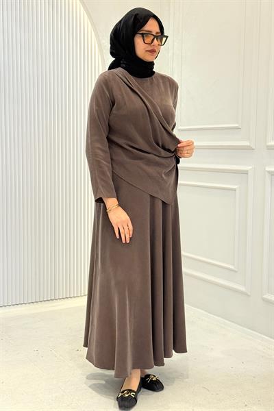 Drapeli Tensel Qupra Etekli Takım Kahve OTW8630