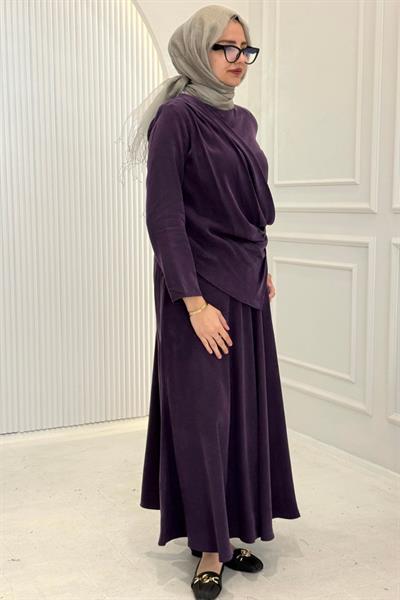 Drapeli Tensel Qupra Etekli Takım Mor OTW8630