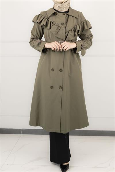 Düğme Detaylı Trençkot Haki OTW4148