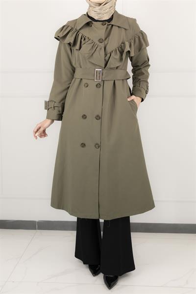 Düğme Detaylı Trençkot Haki OTW4148