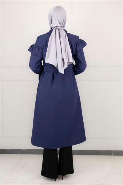 Düğme Detaylı Trençkot Mavi OTW4148