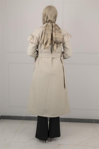 Düğme Detaylı Trençkot Taş OTW4148