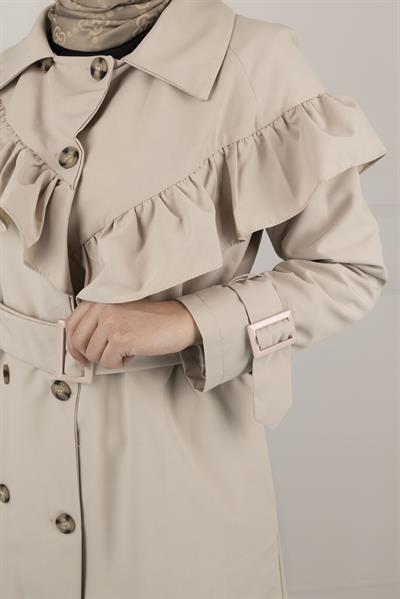 Düğme Detaylı Trençkot Taş OTW4148