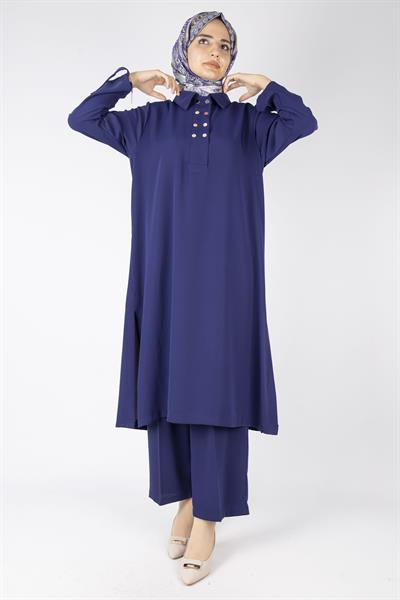 Düğme Detaylı Tunik Pantolon Takım Lacivert OTW2188