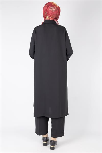 Düğme Detaylı Tunik Pantolon Takım Siyah OTW2188