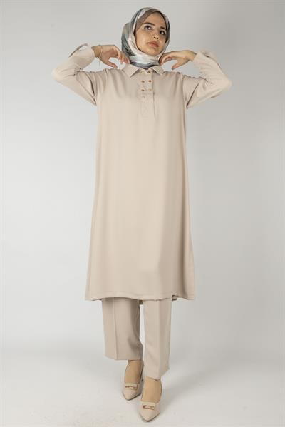 Düğme Detaylı Tunik Pantolon Takım Taş OTW2188