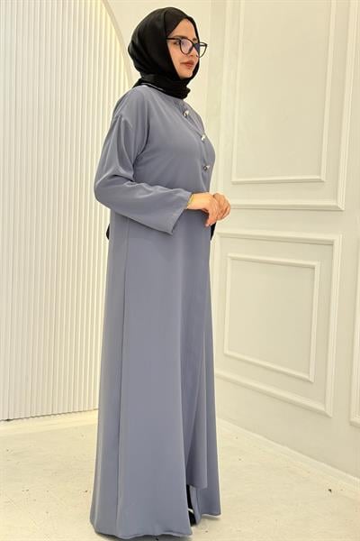 Düğmeli Detaylı Abaya Takım Lavanta OTW8631