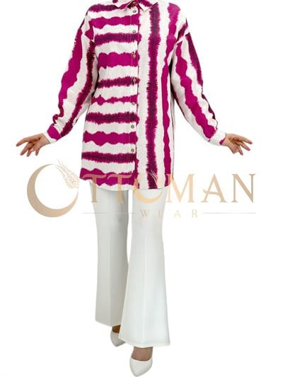 Düğmeli Tunik Pembe OTW2867