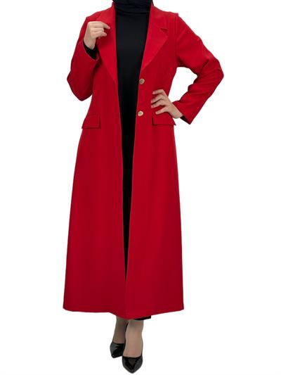 Düğmeli Uzun Blazer Ceket Kırmızı OTW3226