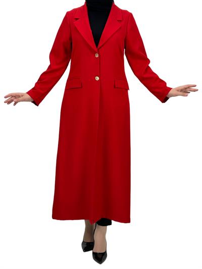 Düğmeli Uzun Blazer Ceket Kırmızı OTW3226