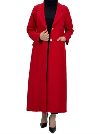 Düğmeli Uzun Blazer Ceket Kırmızı OTW3226