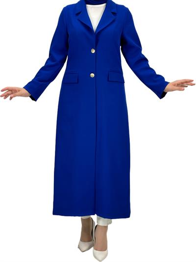 Düğmeli Uzun Blazer Ceket Saks OTW3226