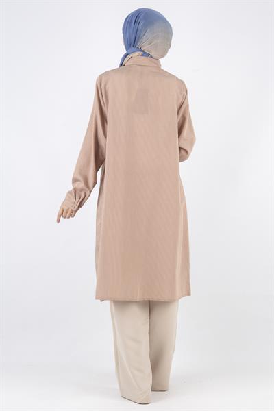 Dule Büyük Beden Çizgili Gömlek Kiremit OTW751