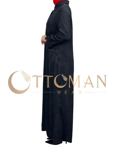 DULE Qupra Desenli Gömlek Elbise Siyah OTW906