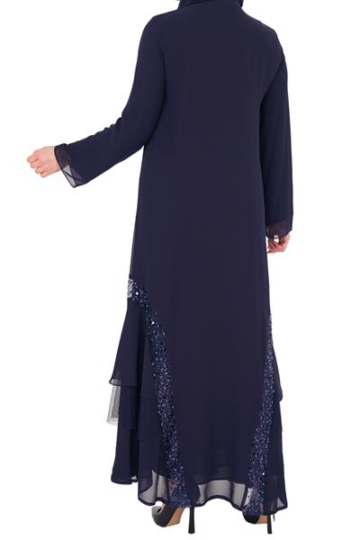 Etek Ucu Pullu Ferace Lacivert OTW168