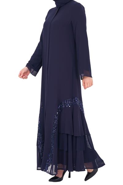 Etek Ucu Pullu Ferace Lacivert OTW168