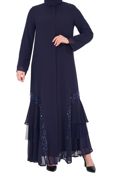 Etek Ucu Pullu Ferace Lacivert OTW168