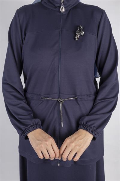 Fermuarlı Beli Bağcıklı Kap Lacivert OTW005