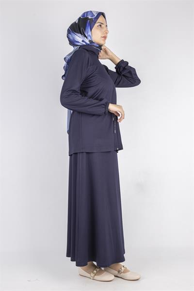 Fermuarlı Beli Bağcıklı Kap Lacivert OTW005