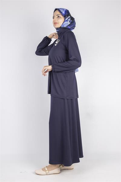 Fermuarlı Beli Bağcıklı Kap Lacivert OTW005