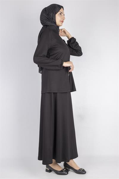 Fermuarlı Beli Bağcıklı Kap Siyah OTW005