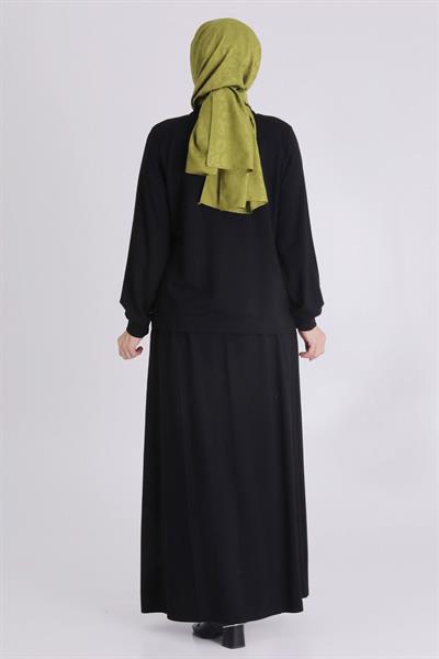 Fermuarlı Deri Görünümlü Etekli Takım Siyah OTW35137