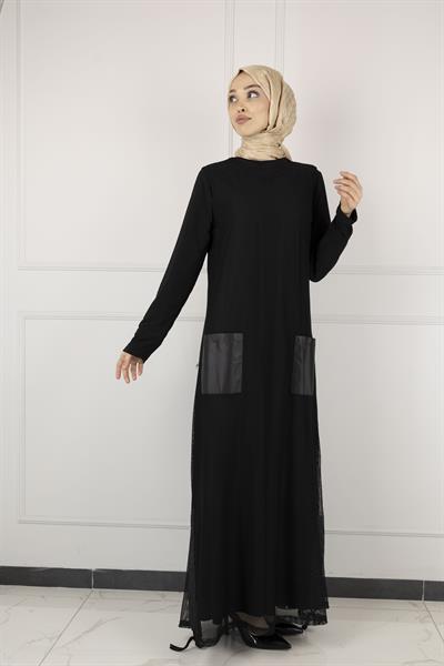 FİLE JİLE VE ELBİSE İKİLİ TAKIM Siyah OTW761