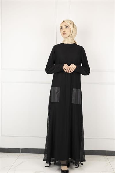 FİLE JİLE VE ELBİSE İKİLİ TAKIM Siyah OTW761