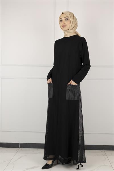 FİLE JİLE VE ELBİSE İKİLİ TAKIM Siyah OTW761