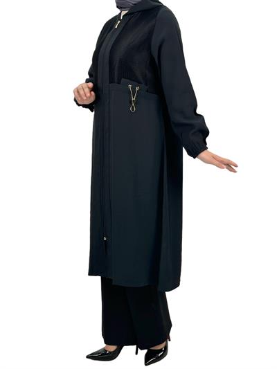 Fileli Büyük Beden Kap Siyah OTW451