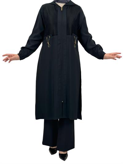 Fileli Büyük Beden Kap Siyah OTW451