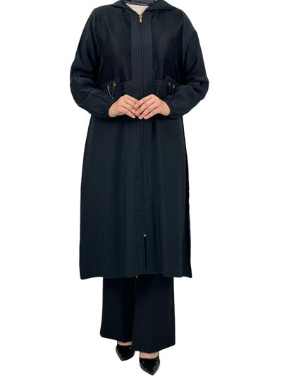 Fileli Büyük Beden Kap Siyah OTW451