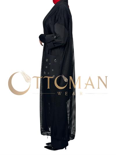 Fileli Kimono Siyah OTW43422