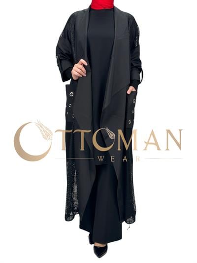 Fileli Kimono Siyah OTW43422