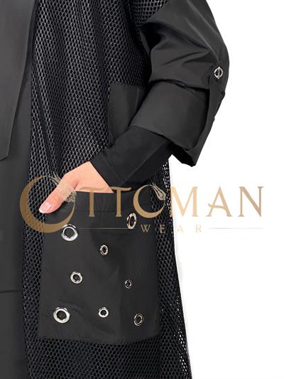 Fileli Kimono Siyah OTW43422