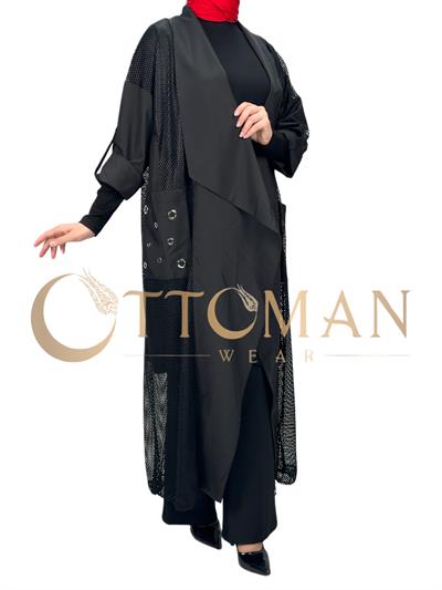 Fileli Kimono Siyah OTW43422
