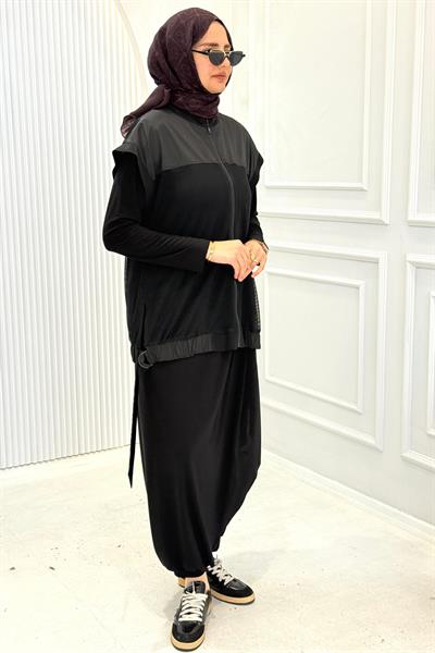 Fileli Şalvarlı Takım Siyah OTW25612