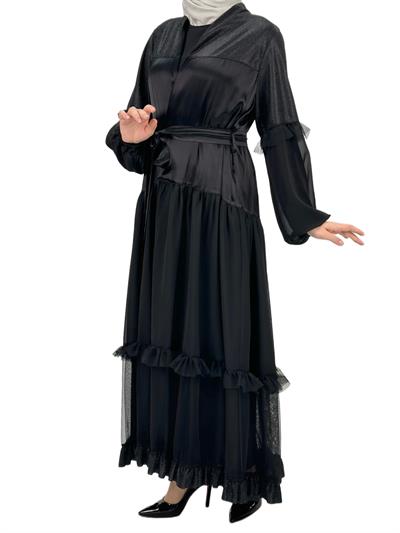 Fırfırlı Abayalı Takım Siyah OTW4148