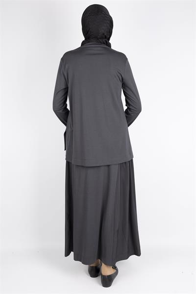 Fiyonk Detaylı Asimetrik Kesim Etekli Takım Antrasit OTW25534