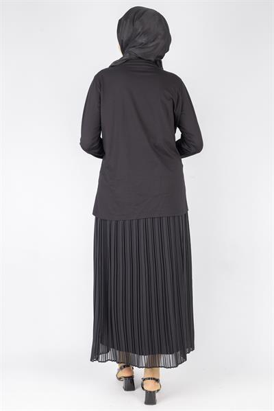 Fiyonklu Penye Tunik Siyah OTW457