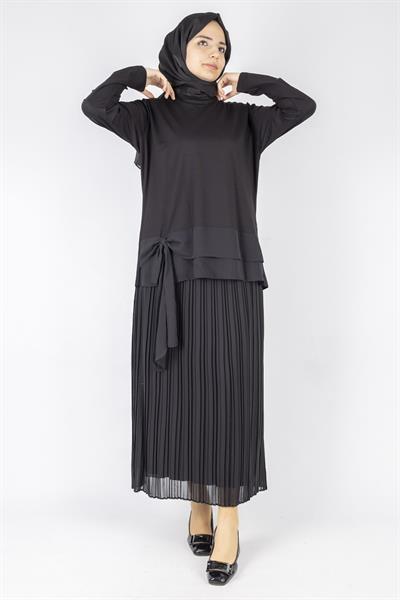 Fiyonklu Penye Tunik Siyah OTW457