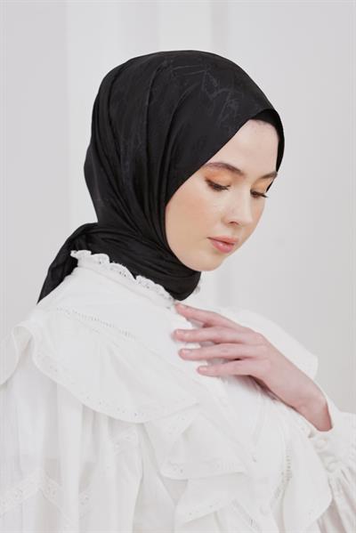 Floş Jakar Mermer Şal Siyah OTW4257