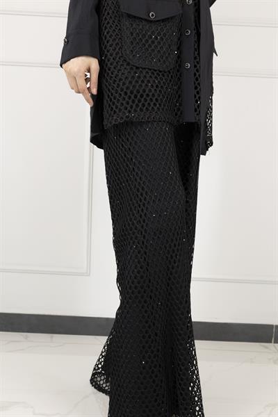 GAZELLA FİLELİ ŞIK TAKIM Siyah OTW44811