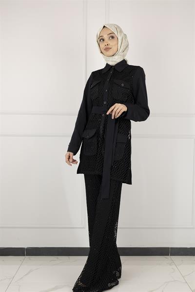 GAZELLA FİLELİ ŞIK TAKIM Siyah OTW44811